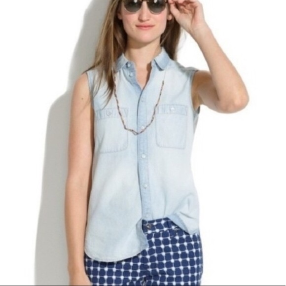 Madewell Tops - Madewell Sleeveless Chambray Denim Top